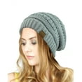 thumbnail image 1 of NYfashion101 Exclusive Unisex Two Tone Warm Cable Knit Thick Slouch Beanie Cap, 2 Tone Gray, 1 of 4