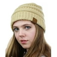 thumbnail image 1 of NYfashion101 Exclusive Unisex Two Tone Warm Cable Knit Thick Slouch Beanie Cap - Beige/Ivory, 1 of 4