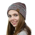 thumbnail image 1 of NYfashion101 Exclusive Unisex Two Tone Warm Cable Knit Thick Slouch Beanie Cap - Mint/Red Mix, 1 of 4
