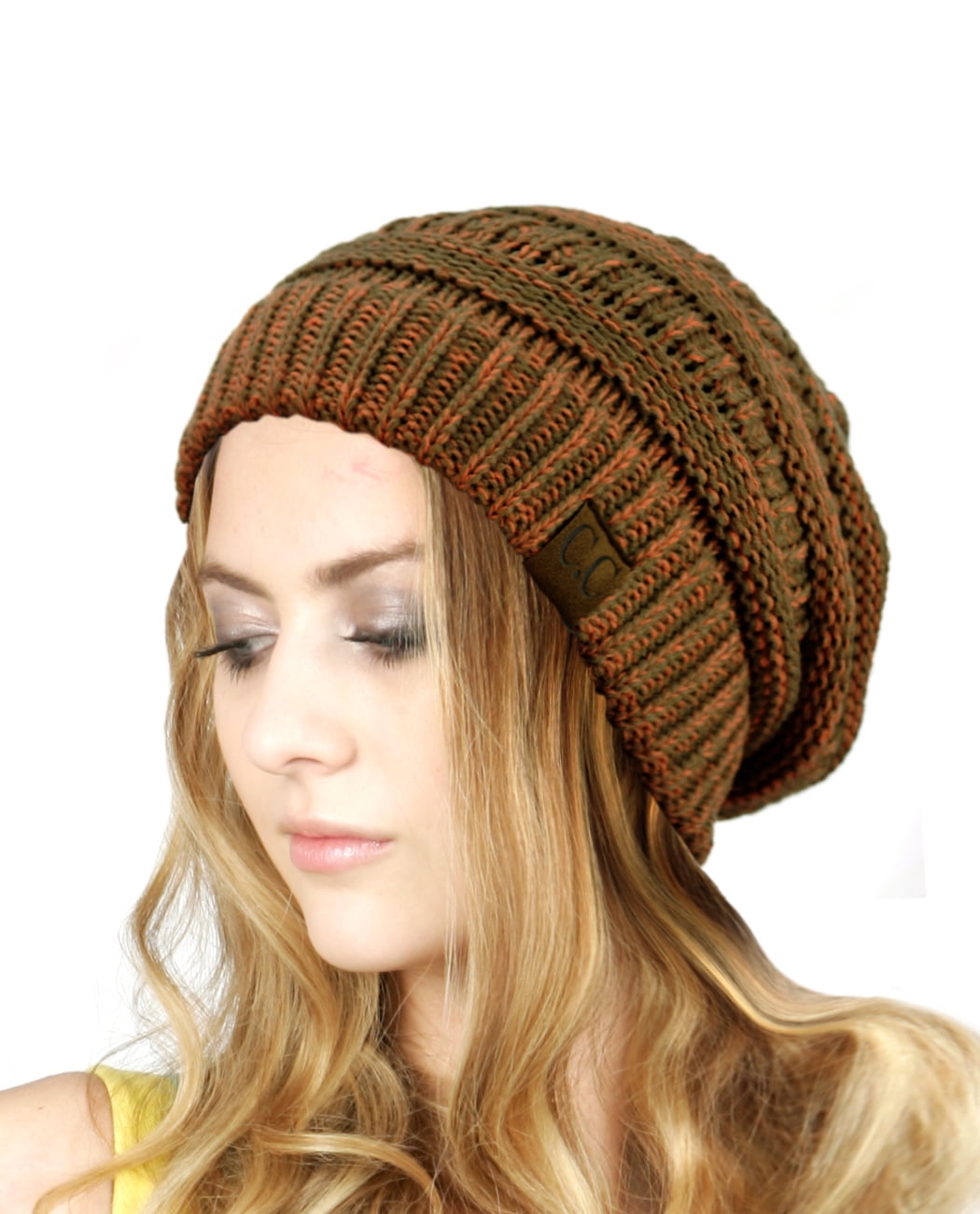 NYFASHION101 Two-Tone Cable Knit Beanie – Blue/Denim Slouchy Warm Winter Hat, Unisex - View #4