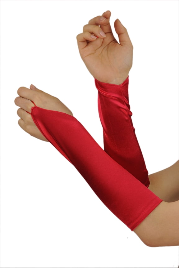 Solid Color Elegant Formal Arm Length Fingerless Satin Gloves