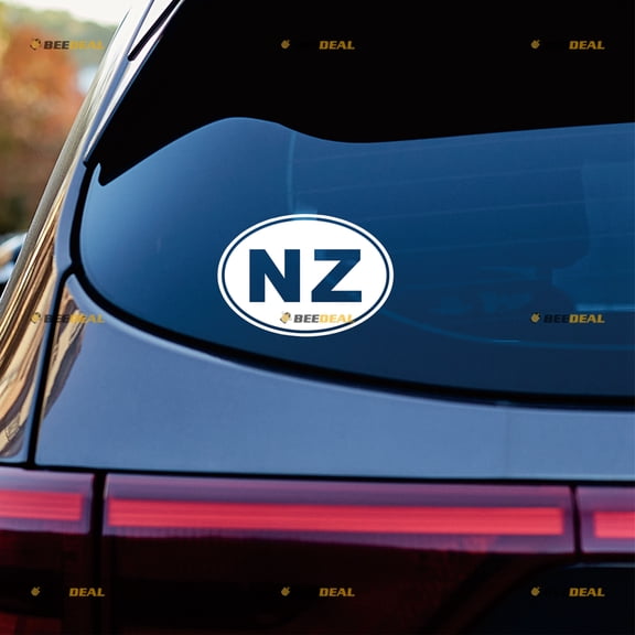 NZ New Zealand Oval Country Code Zelanian Sticker Decal Vinyl - 2 Pack White 4" - For Car Boat Laptop Cup No Background Die-cut
