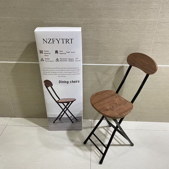 NZFYTRT Dining chairs,Folding Bar Stools, 24-inch Kitchen Counter Height Stools with Backrest, Portable Bar Chairs for Home Kitchen Island Breakfast, No Assembly