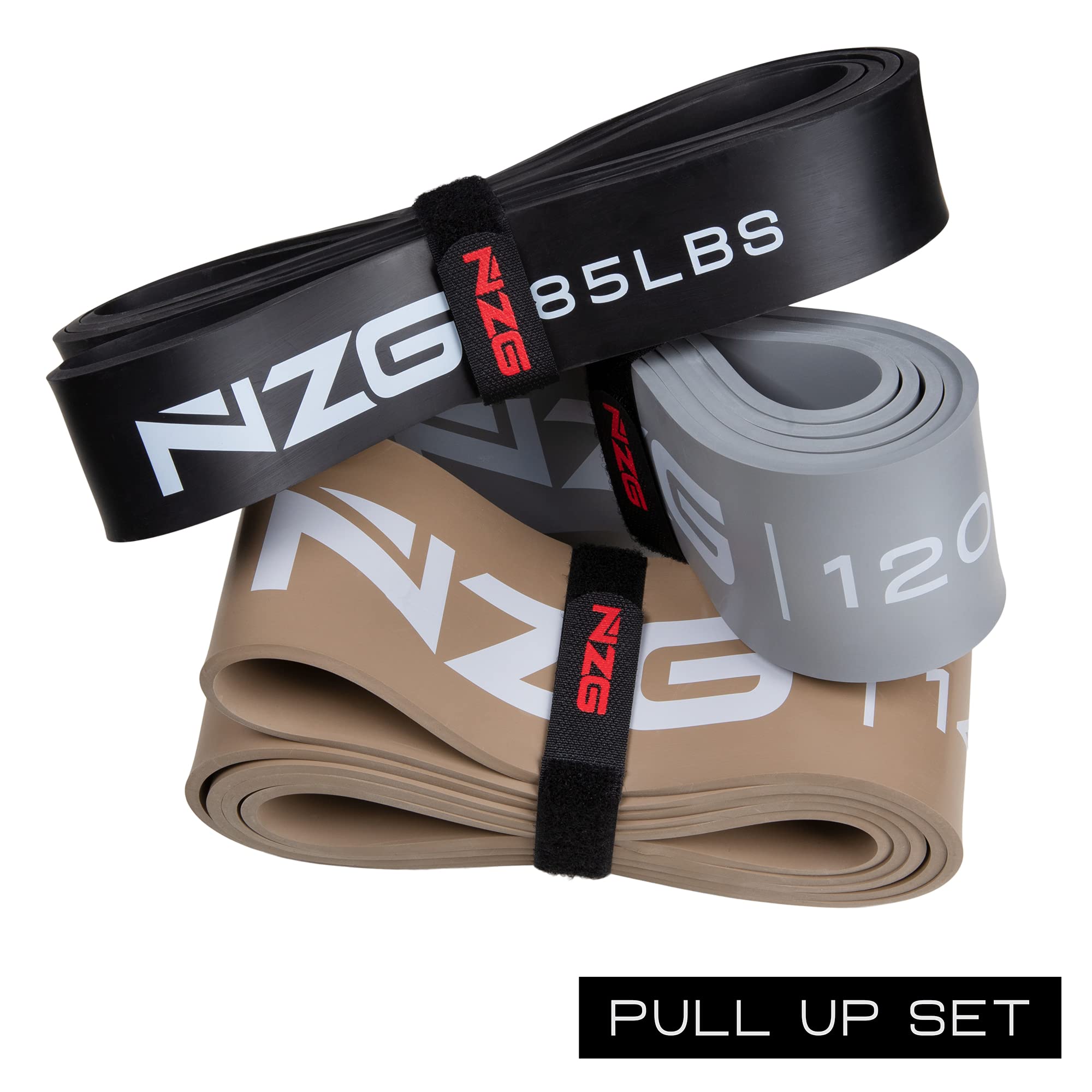 NZG 100% Latex-Free Organic Rubber Resistance Bands (3-Band Set, Pull Up Set)