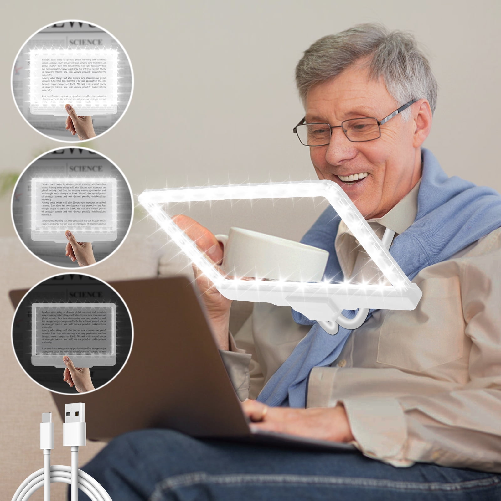 NZQXJXZ 5X Rechargeable Hands Free Magnifying Glass Flexible Gooseneck