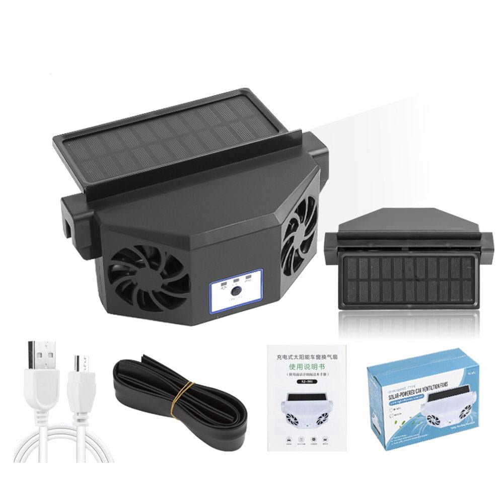 NZRUANE Car Cooling Fan Solar Powered Cooler Auto WindowAir Vent