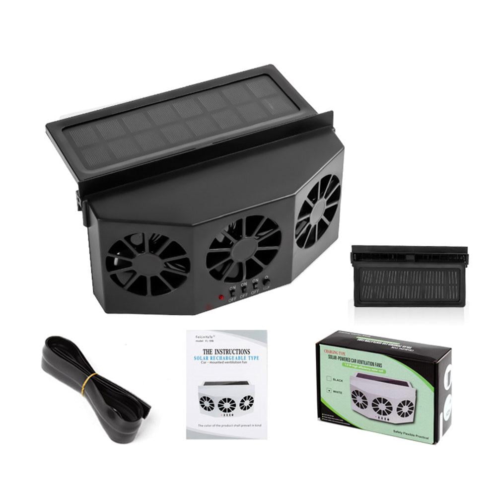 NZRUANE Car Cooling Fan Solar Powered Cooler Auto WindowAir Vent