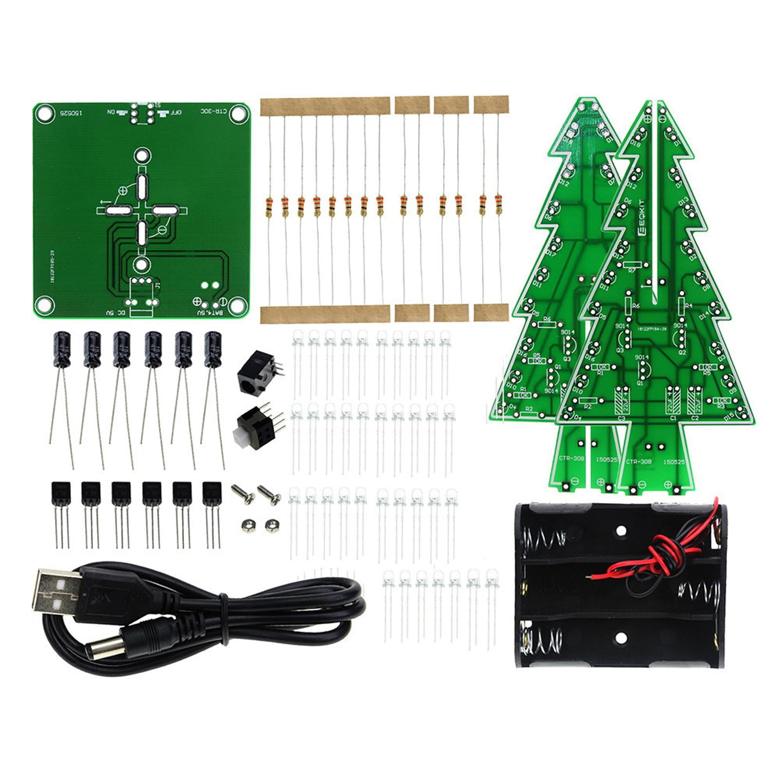 NZRUANE DIY 3D LED Flashing Christmas Tree Circuit Kit Glitter Learning