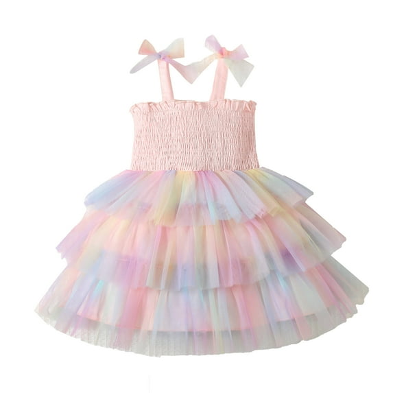 NZRVAWS 18 Months Baby Girls Sleeveless Dress 24 Months Baby Girls Suspender Tulle Dress Toddler Girls Summer Dress Pink