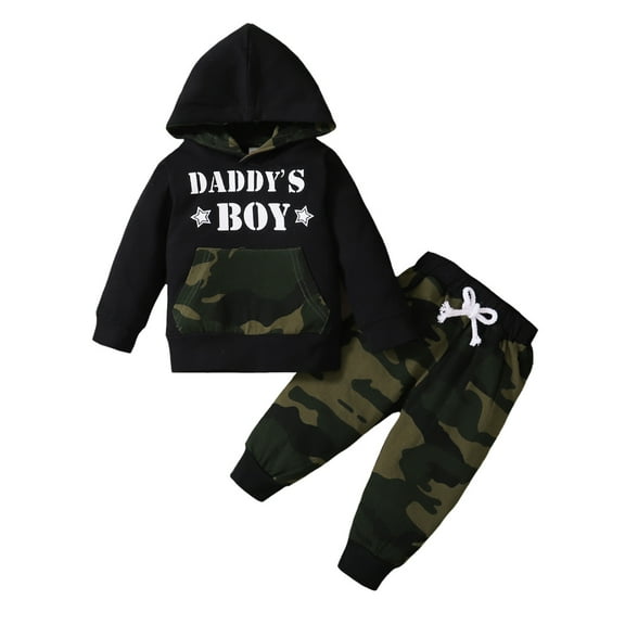 NZRVAWS 2T Toddler Baby Boys Outfits Set 3T Boys Long Sleeve Letter Print Hooded Top Pants Set 2PCS Set Black