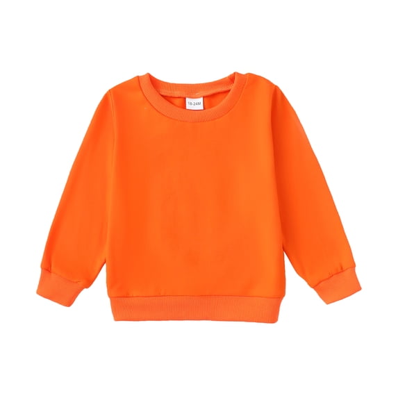 NZRVAWS 4T Baby Girls Long Sleeve T-shirts Solid Color 5T Girls Round Neckline T-shirts Tops Orange