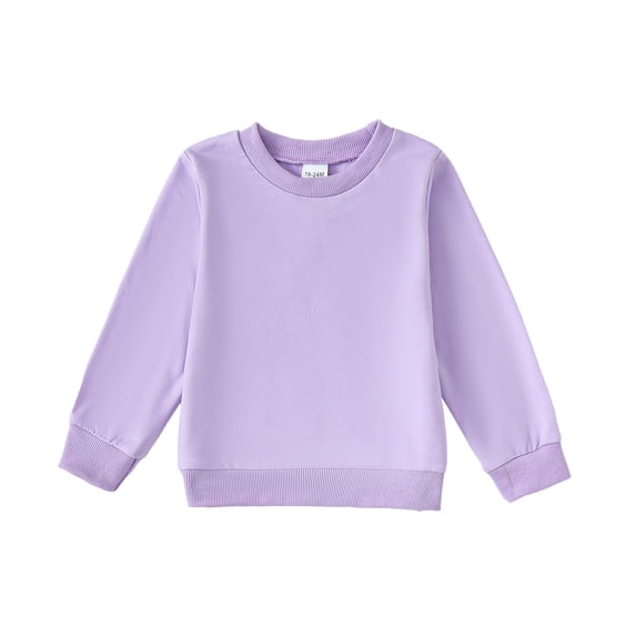 NZRVAWS 5T Baby Girls Long Sleeve T-shirts Solid Color 5-6 Years Little Girls Round Neckline T-shirts Tops Purple