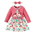 thumbnail image 1 of NZRVAWS 6 Months Infant Baby Girls Dress 9 Months Girls Long Sleeve Dress Floral Dress with Headband 2pcs Set Pink, 1 of 7