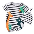 thumbnail image 1 of NZRVAWS Baby Boys CLothes 12 Months Baby Boys Stripe 18 Months Baby Boys Jumpsuits Animals Print Bodysuits Hat 2Pcs Outfits Black, 1 of 7