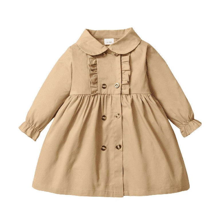 winter dress 3-6 months NZRVAWS Dress For Baby Girls 3 Months Baby Girls Doll Collar Solid Color 6  Months Baby Girls Dress 1PCS Winter Dress,Yellow