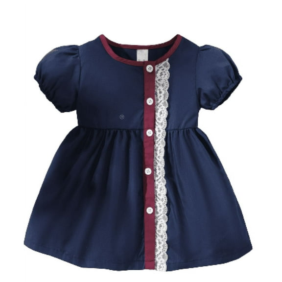 NZRVAWS Dress For Toddler Girls 2 Years Baby Girls Solid Color Lace 3 Years Baby Girls Dress 1PCS Sun Dress,Blue