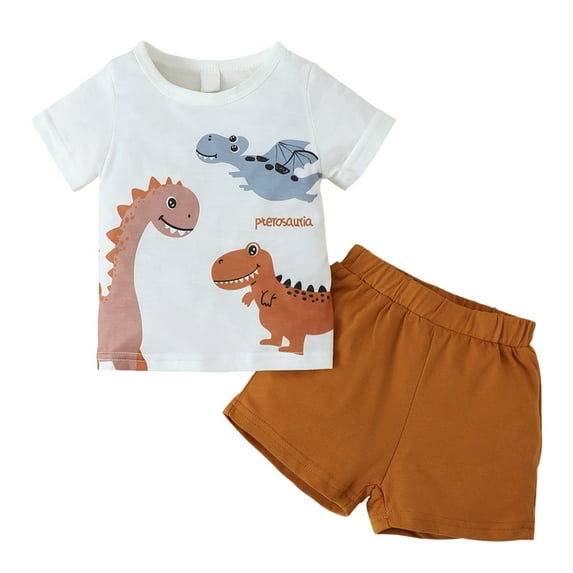 NZRVAWS Infant Baby Boys Outfits Set 18 Months Boys Short Sleeve Dinosaur Print T-Shirt and Shorts Set Baby Boys Clothes 24 Months