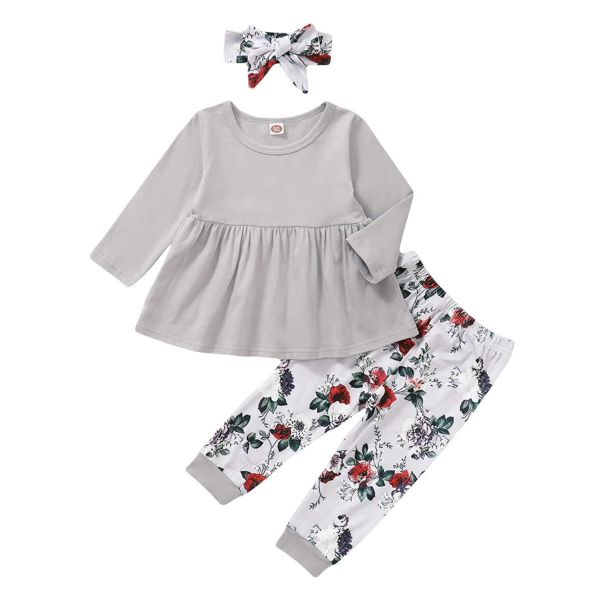 NZRVAWS Infant Girls Outfits 12 Months Baby Girls Solid Color Top 18 Months Baby Girls Floral