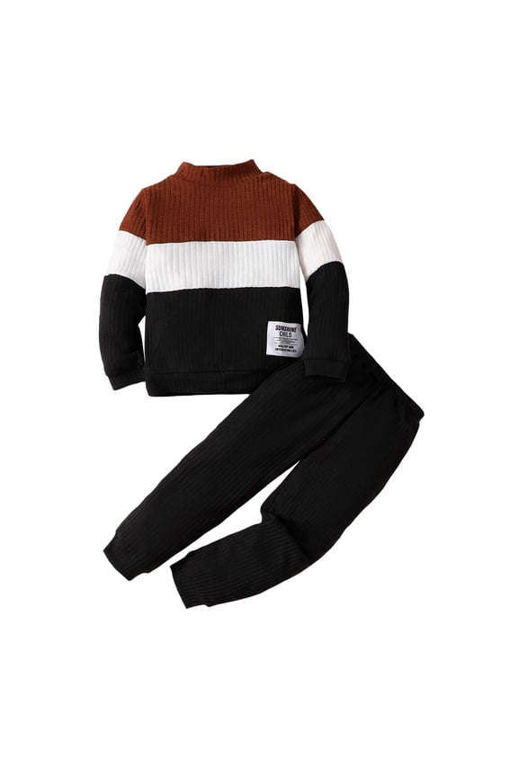 Little Baby Boys 5 Years Boys Outfit Set Long Sleeve Patchwork Hoodie Top and Elastic Jogger Pants Set Baby Boys Clothes 6 Years