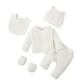 thumbnail image 1 of NZRVAWS Newborn Baby Girl Outfit Set 6 Months Long Sleeve Ribbing Top with Pants Set and Hat 9 Months Baby Girl Clothes, 1 of 9