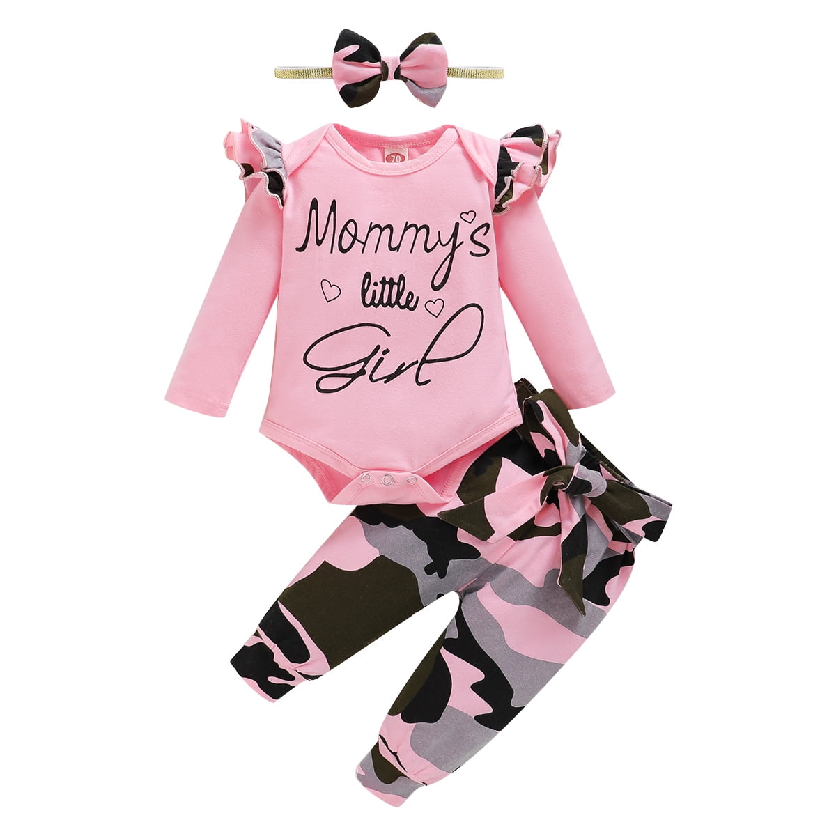 NZRVAWS Newborn Baby Girl Outfit Set Round Neck Ruffle Long Sleeve