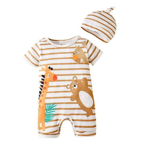 NZRVAWS Newborn Baby Girl Romper 9 Months Short Sleeve Streak Jumpsuit Bodysuit 12 Months Baby Girl Clothes