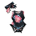 thumbnail image 1 of NZRVAWS Newborn Baby Girl Summer Romper Sleeveless Floral Bell hem Romper and Headband Baby Girl Jumpsuit Bodysuit 6-12 Months, 1 of 7