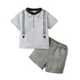 thumbnail image 1 of NZRVAWS Toddler Baby Boys Outfits Set 4 Years Baby Boys Round Neck Short Sleeve T-Shirt and Plaid Shorts Baby Boys Summer Clothes 5 Years, 1 of 8