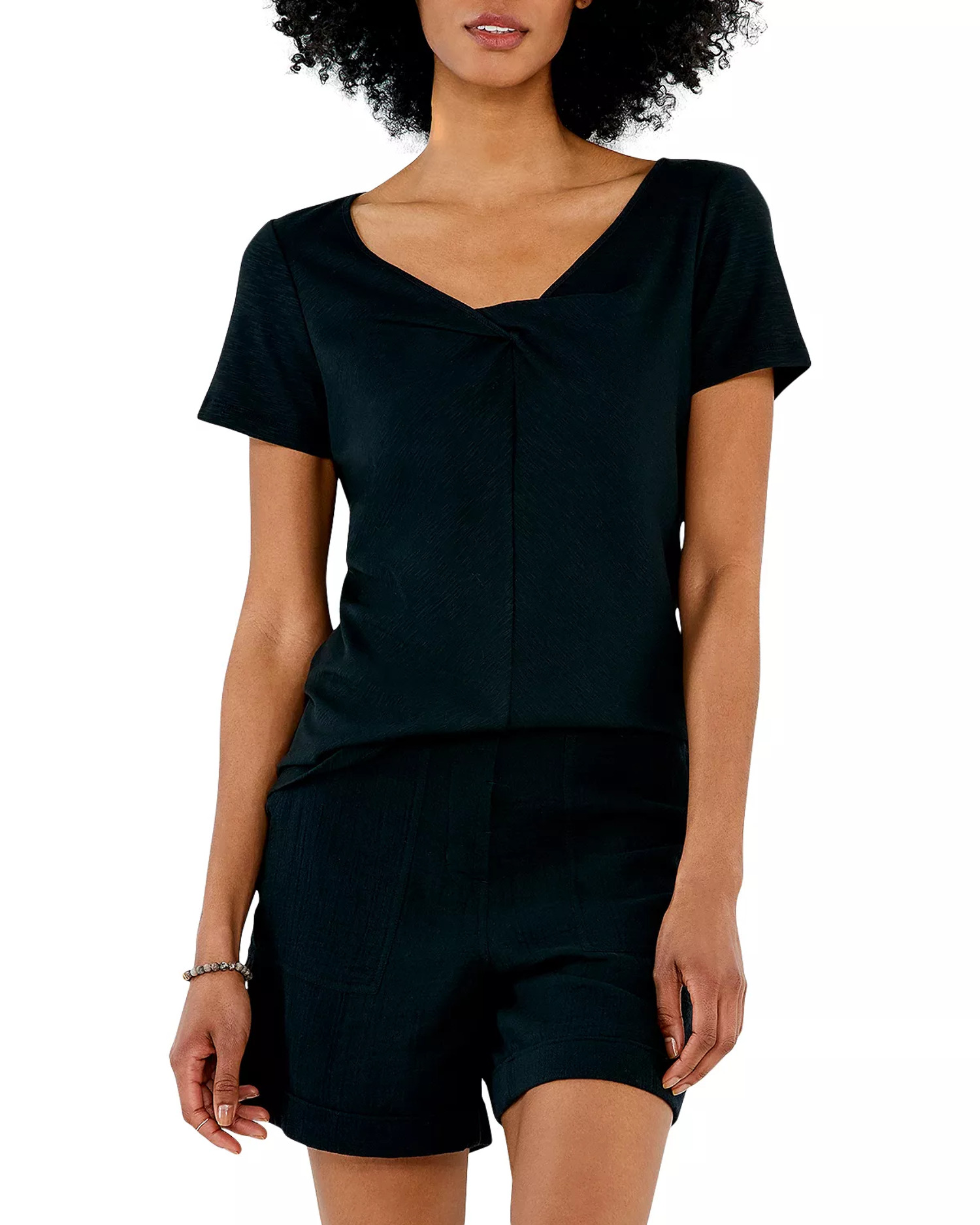 NZT NIC+ZOE Twisted V Neck Tee