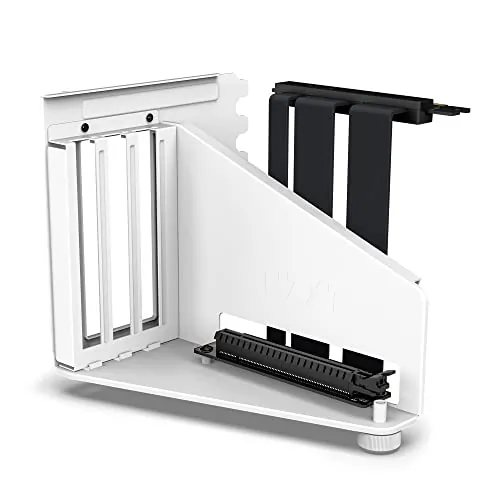 NZXT Matte White Steel Vertical GPU Mounting Kit with PCIe Riser Cable
