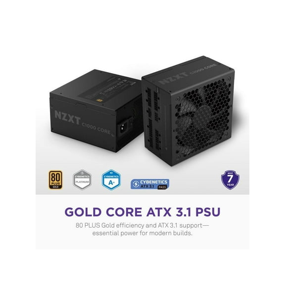 NZXT C1000 Gold Core 80Plus Gold Fully-modular ATX 3.1 Power Supply, US Power Cord