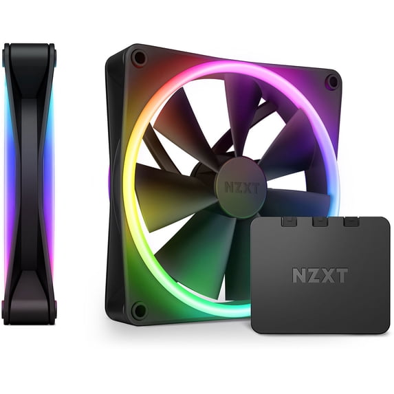 NZXT F140 140mm RGB DUO Fan, Matte Black, 2-Pack