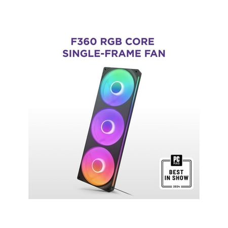 NZXT F360 RGB Core - 360mm Single-Frame Case Fan Unit with 3 x 120mm RGB Fans and Fluid Dynamic Bearings - Black