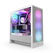 NZXT H5 Flow RGB Compact Tempered Glass ATX Mid-Tower Airflow Computer Case, White