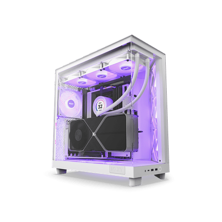 NZXT - H6 Flow RGB ATX Mid-Tower Case with Dual Chamber - White