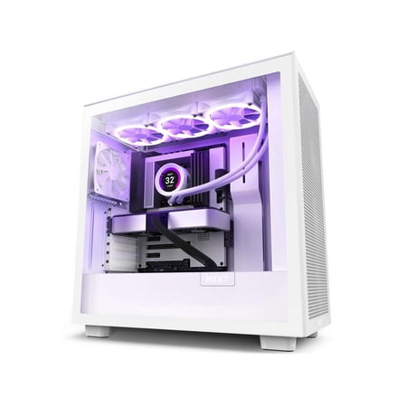 NZXT H7 Flow White - Mid-Tower Airflow PC Gaming Case - Tempered Glass - Enhanced Cable Management