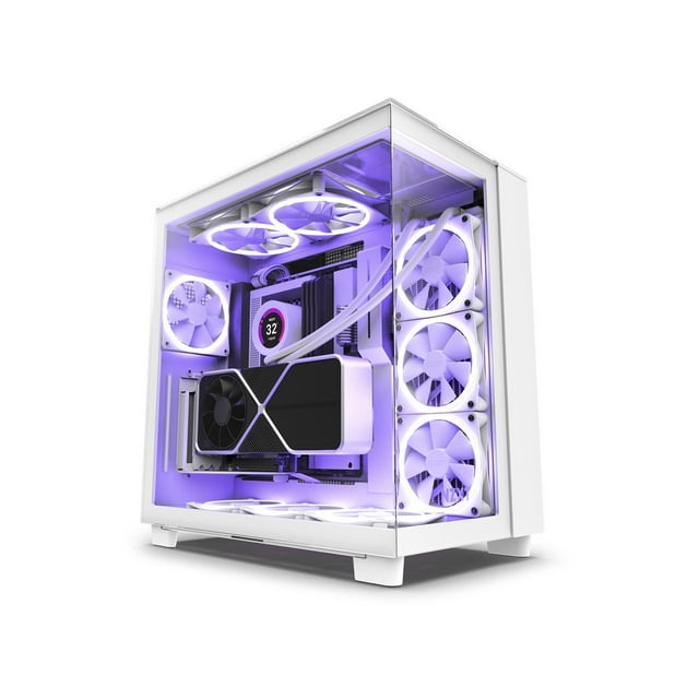 NZXT H9 Elite - All White - CM-H91EW-01 - Premium Dual-Chamber - Mid-Tower - RGB Fans - Case