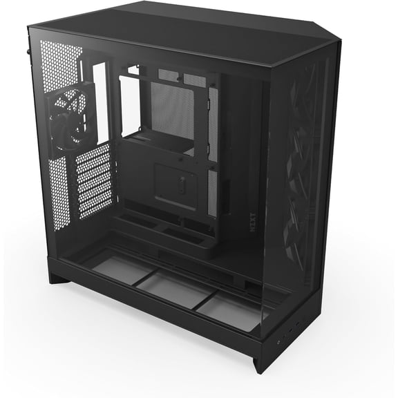NZXT H9 Flow (2025) Large Dual-Chamber ATX Mid-Tower Airflow PC Case Includes 3 x 140mm & 1 120mm Fans 420mm Radiator Support Tempered Glass Back-Connect Ready Black