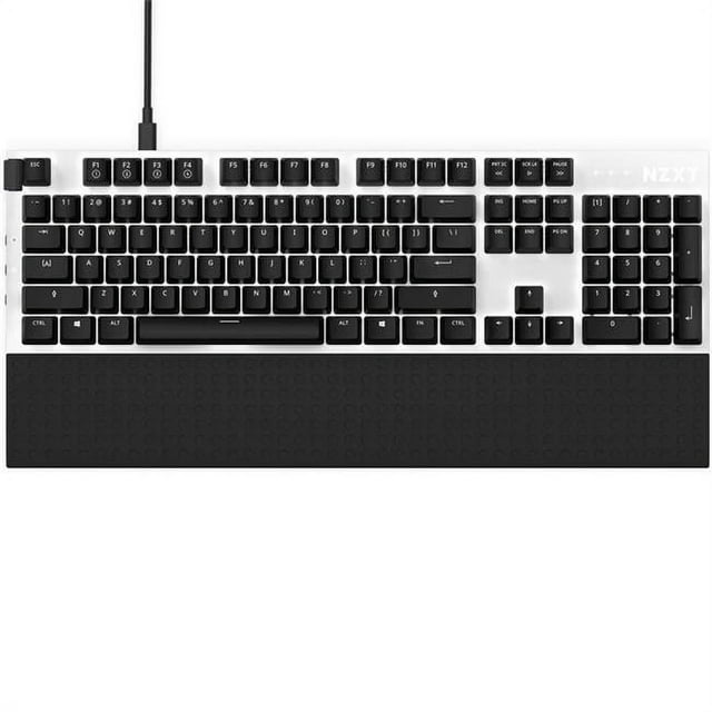 NZXT KB-1FSUS-WR PC Gaming Mechanical Keyboard with Hot Swappable Key Switch Socket&#44; White