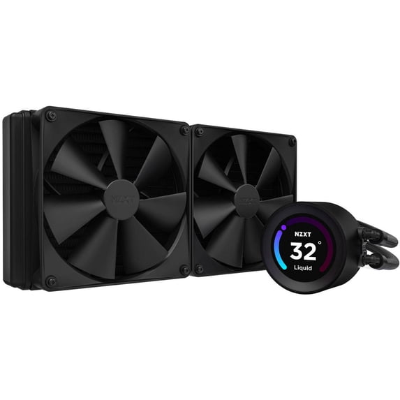 NZXT Kraken Elite 280mm - RL-KN28E-B1 – AIO CPU Liquid Cooler - Customizable LCD Display - 2 x F140P Static Pressure Fan Radiator Fans LGA 1700 / AM5 Compatible