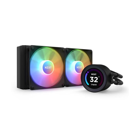 NZXT Kraken Elite RGB 240mm - RL-KR24E-B1 – RGB AIO CPU Liquid Cooler – Customizable LCD Display - 2 x F120RGB Core Fans Radiator Fans Black LGA 1700 / AM5 Compatible