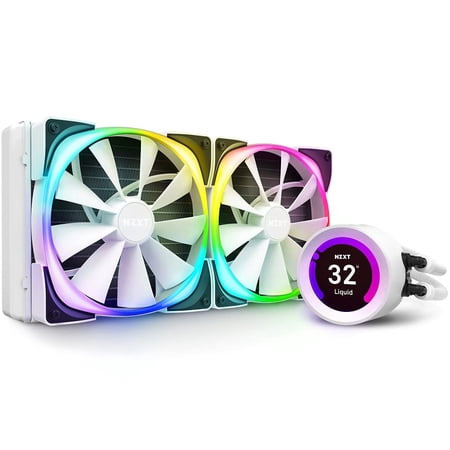 NZXT Kraken Z63 RGB 280mm RL-KRZ63-RW AIO RGB CPU Liquid Cooler with LCD Display and Aer RGB 2 140mm Radiator Fans - White