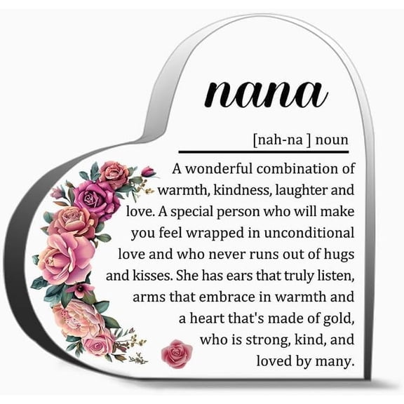 Na Na Acrylic Heart Plaque 4"L x 4"W x 0.4"H Inch Heart Shape Decorative Sign Birthday for Grandma Grandmother Mi Mi Gi Gi Best Ever Na Na Definition Home Office Decor Ornament