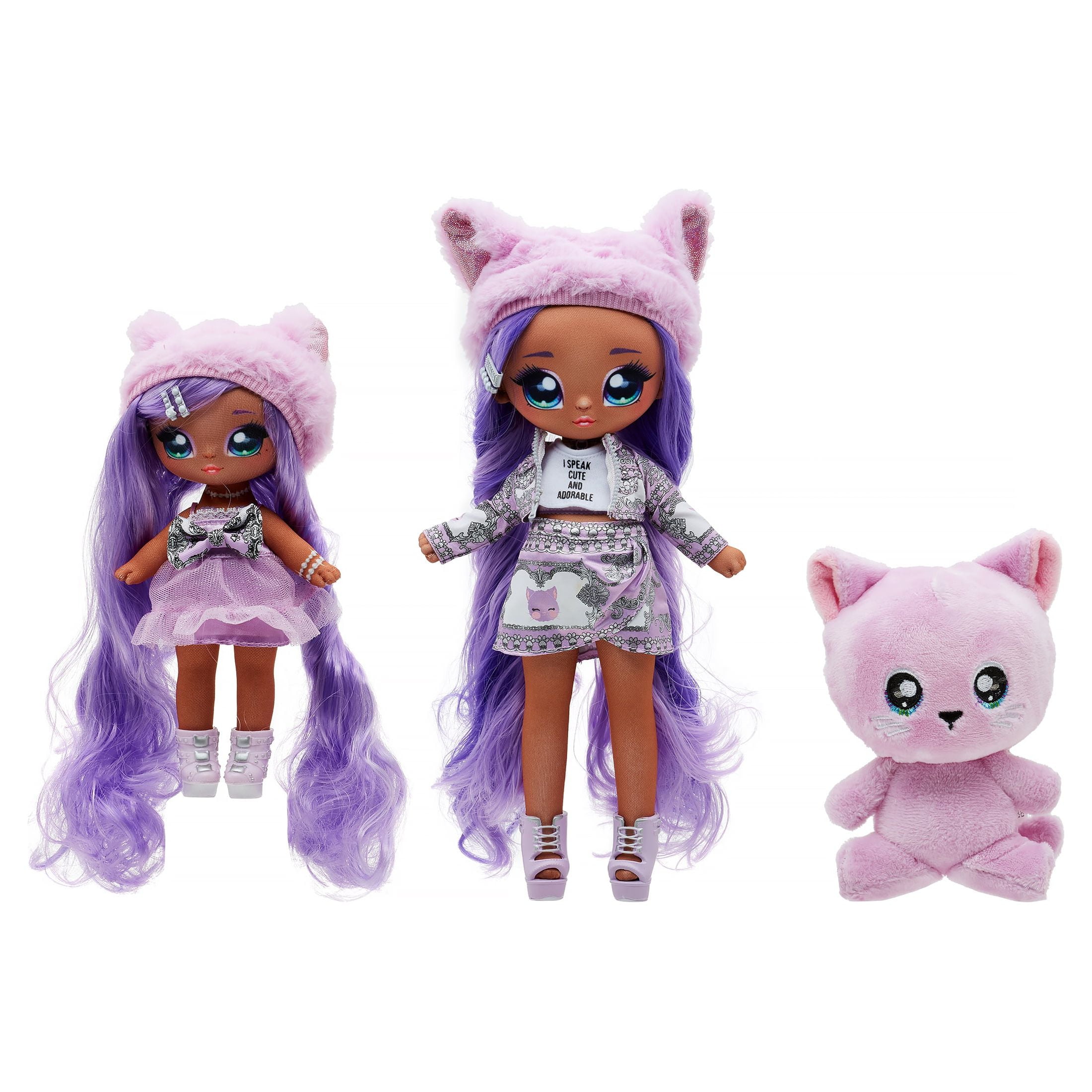 Na! Na! Na! Surprise Lavender Kitty Long Hair Doll Playset with Adorable  Plush Pet Cat, 3 Pieces 