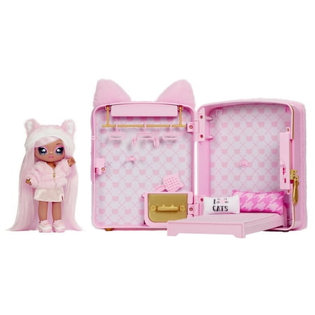 Na! Na! Na! Surprise Reena De La Rosa 3-in-1 Backpack Bedroom Playset, Pink Kitty, Doll