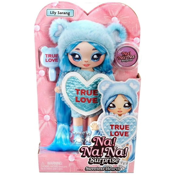 Na Na Na Surprise Lily Sarang, Blue Teddy Bear Inspired 7.5" Doll with Long Hair