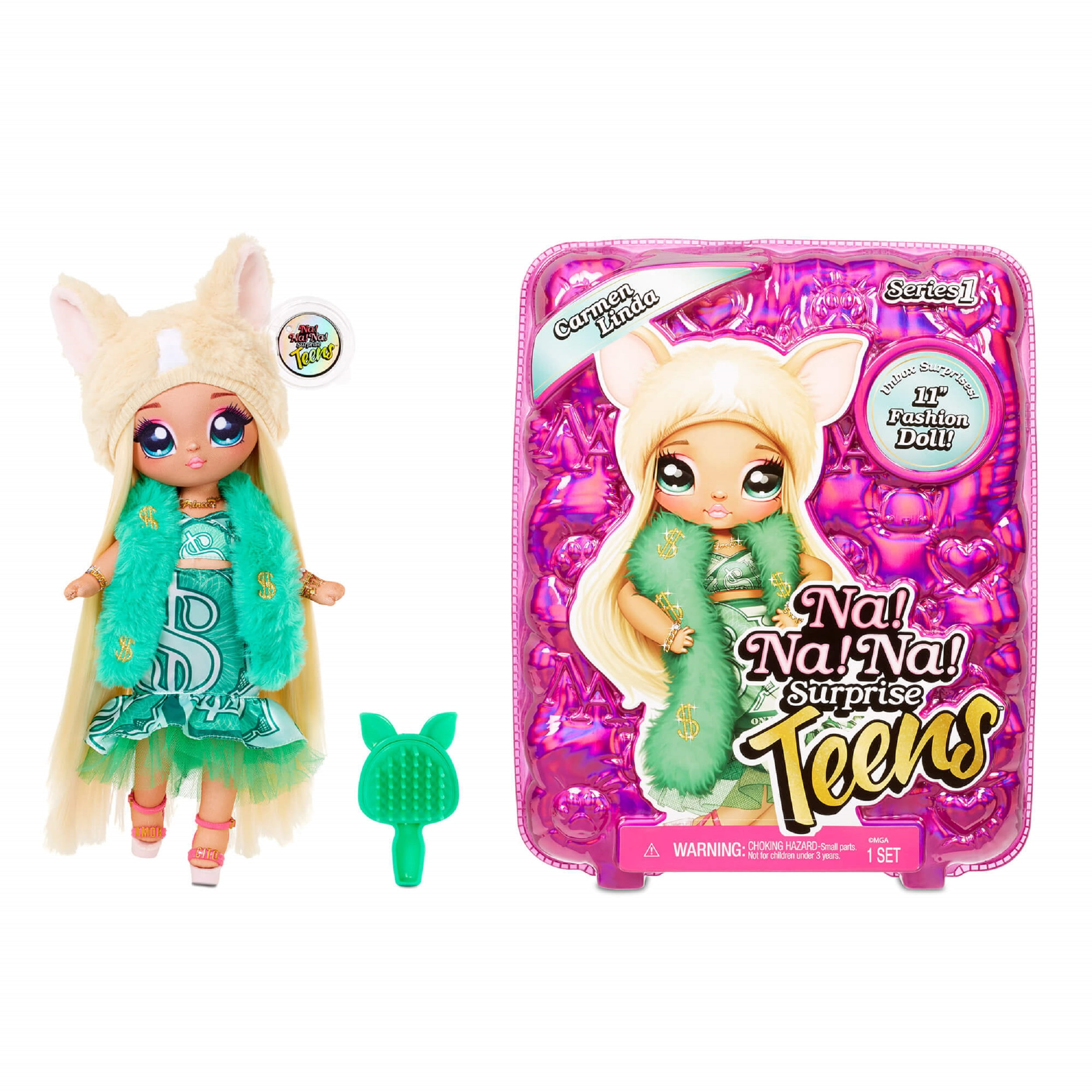 Na Na Na Surprise Teens Fashion Doll - Carmen Linda, Chihuahua Inspired, 11" Soft Fabric Doll