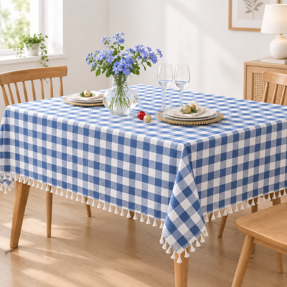 Na Navy Gingham Tablecloth Square 55"x55"