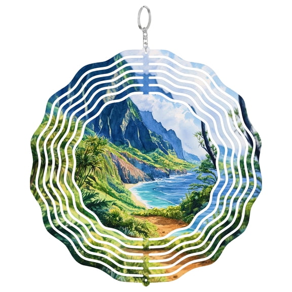 Na Pali Coast Kauai Cliffs 3D Wind Spinner Kinetic Garden