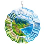 Na Pali Coast Wind Spinner, Kinetic 3D Kauai Garden Art Outdoor Hanging Decor